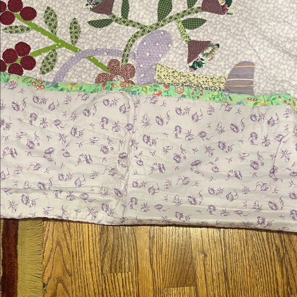 Floral Patchwork Quilt in Purple and Multicolor 54x43 Like new